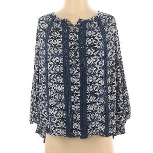 LUCKY BRAND Lace Boho Blouse Shirt Women's Size Small